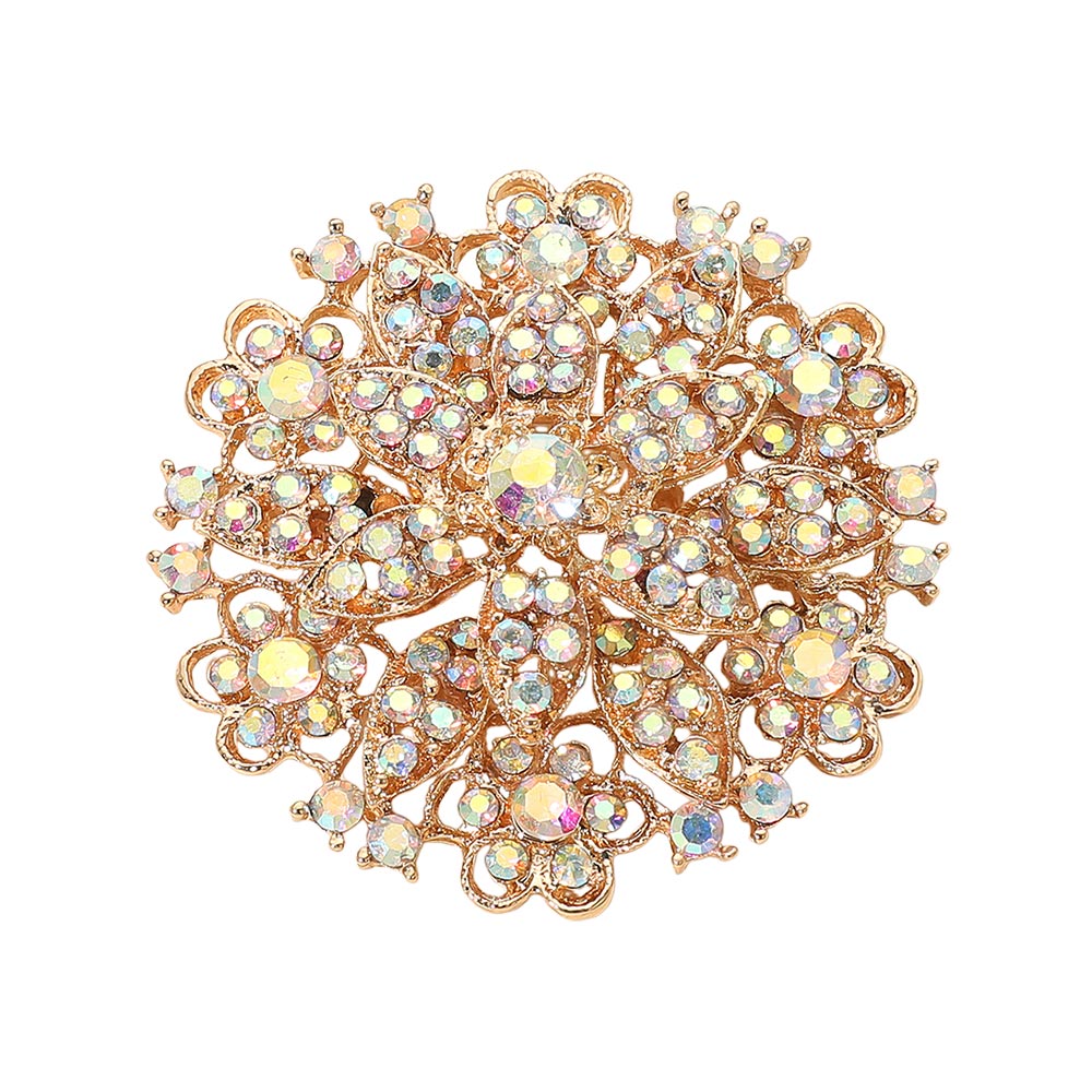 Vintage Floral Crystal Pin Brooch, photo 12