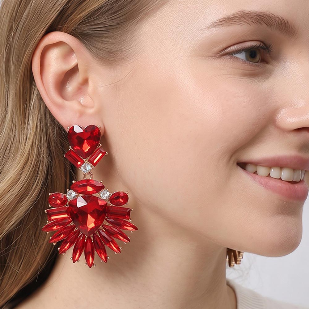 Bold Marquise Stone Fan Drop Statement Evening Earrings, photo 11