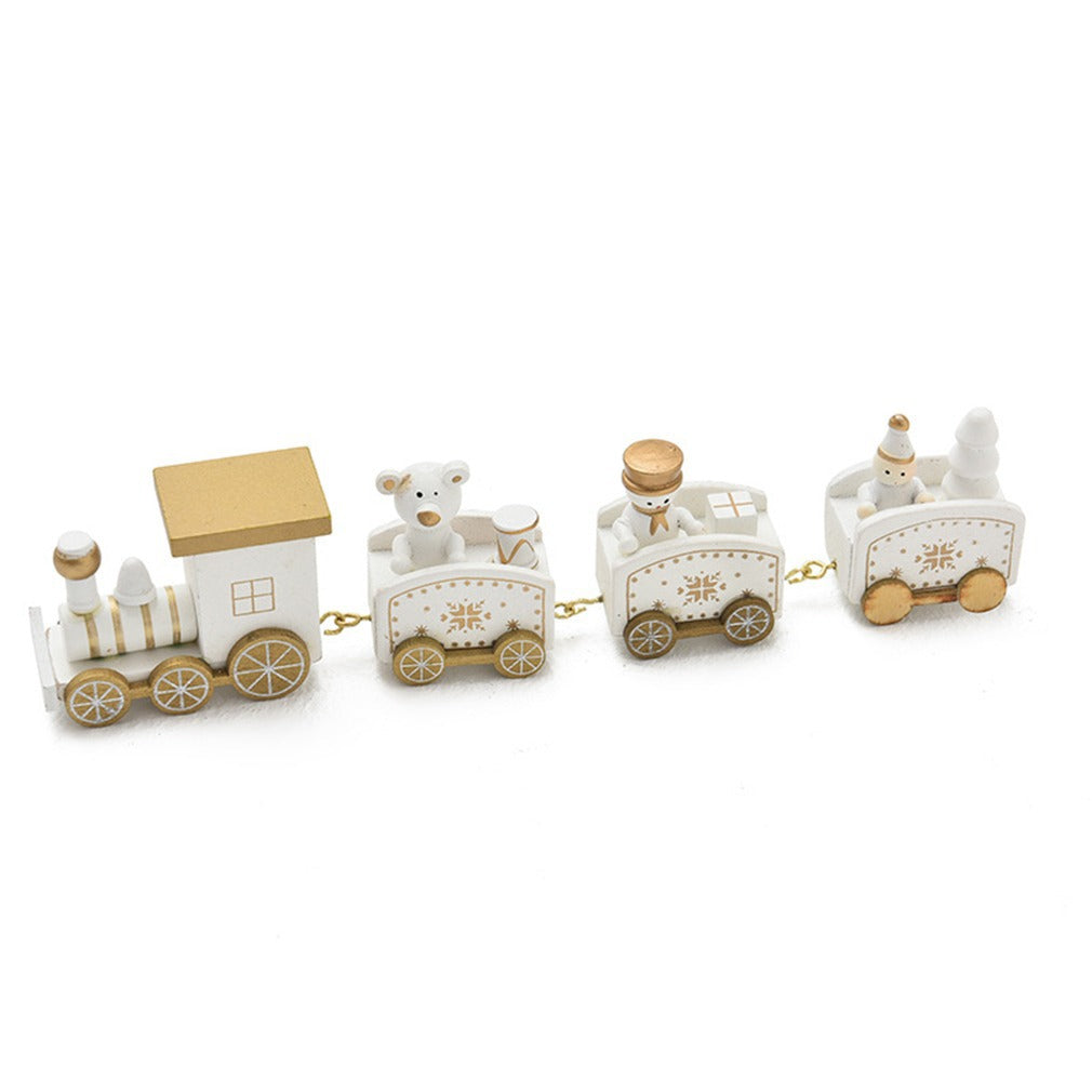 White wooden Christmas train