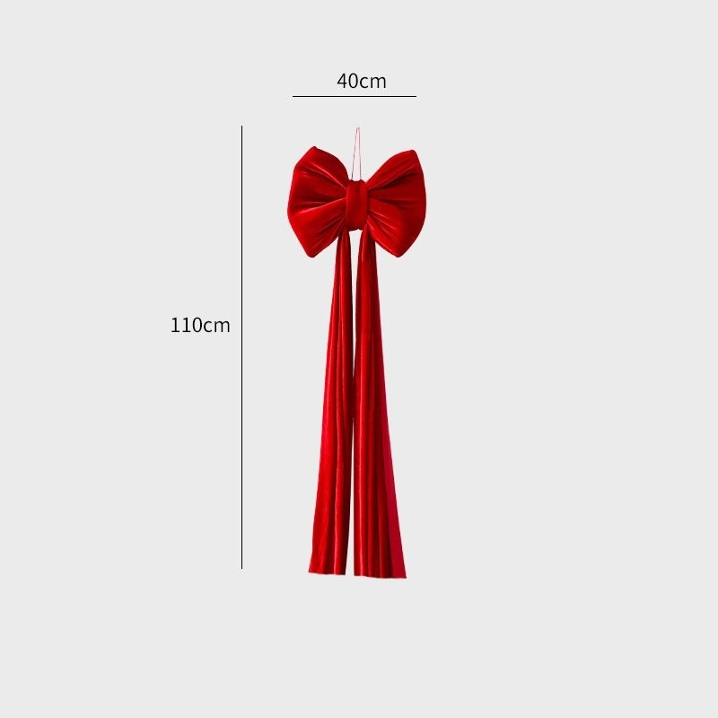 Classic red oversized velvet bow for front door