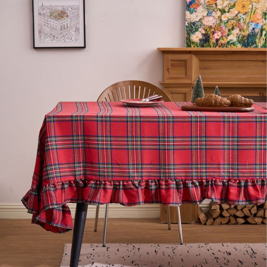 Ruffle plaid Christmas tablecloth