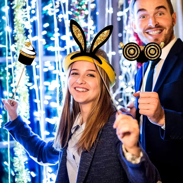 Gold & Black Photo Booth Props (24 pc), photo 2