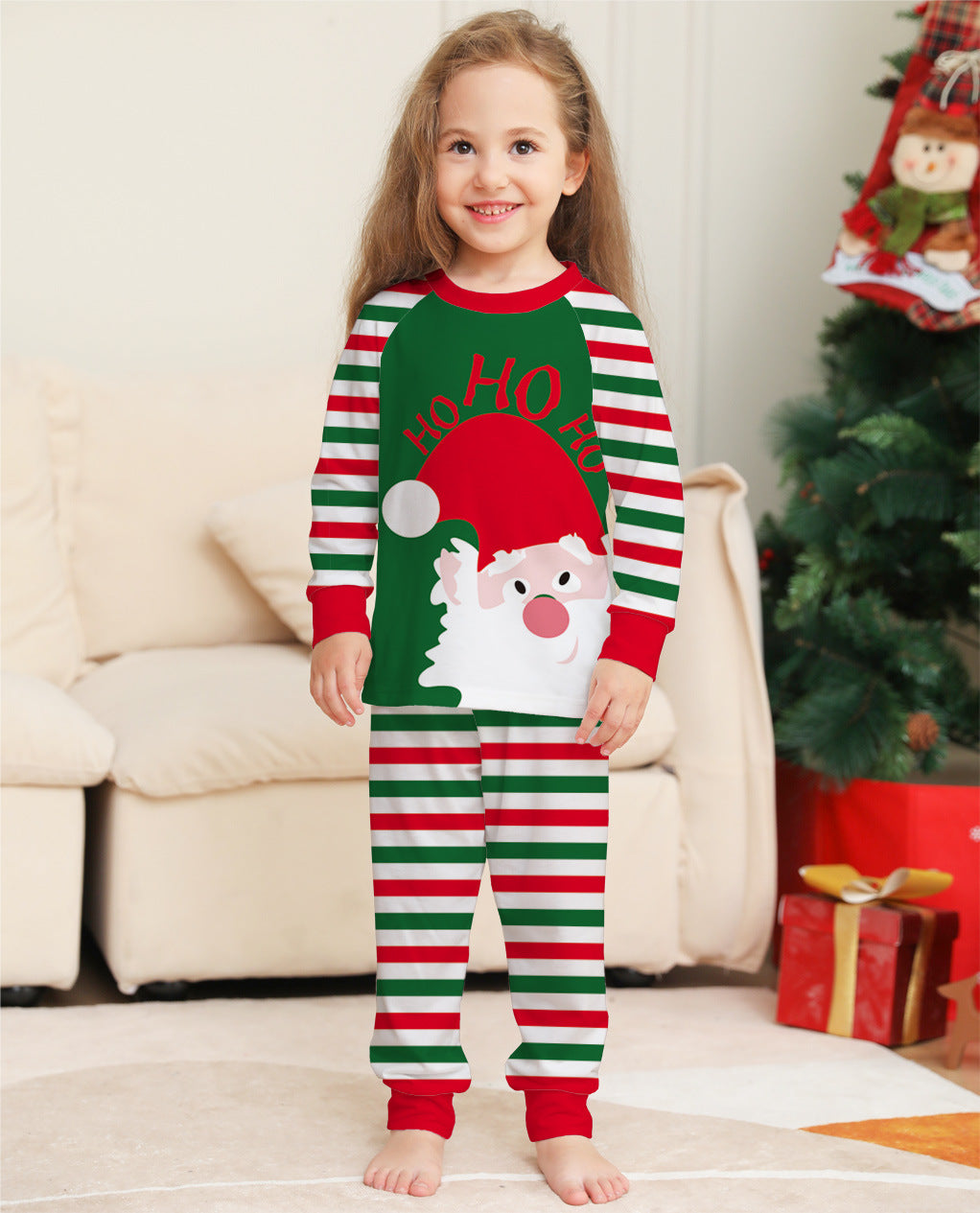 Red Stripe Santa pajamas, kids' set