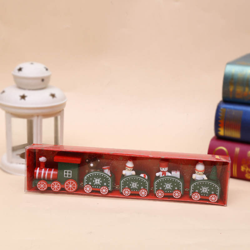 Whimsical wooden Christmas train decor