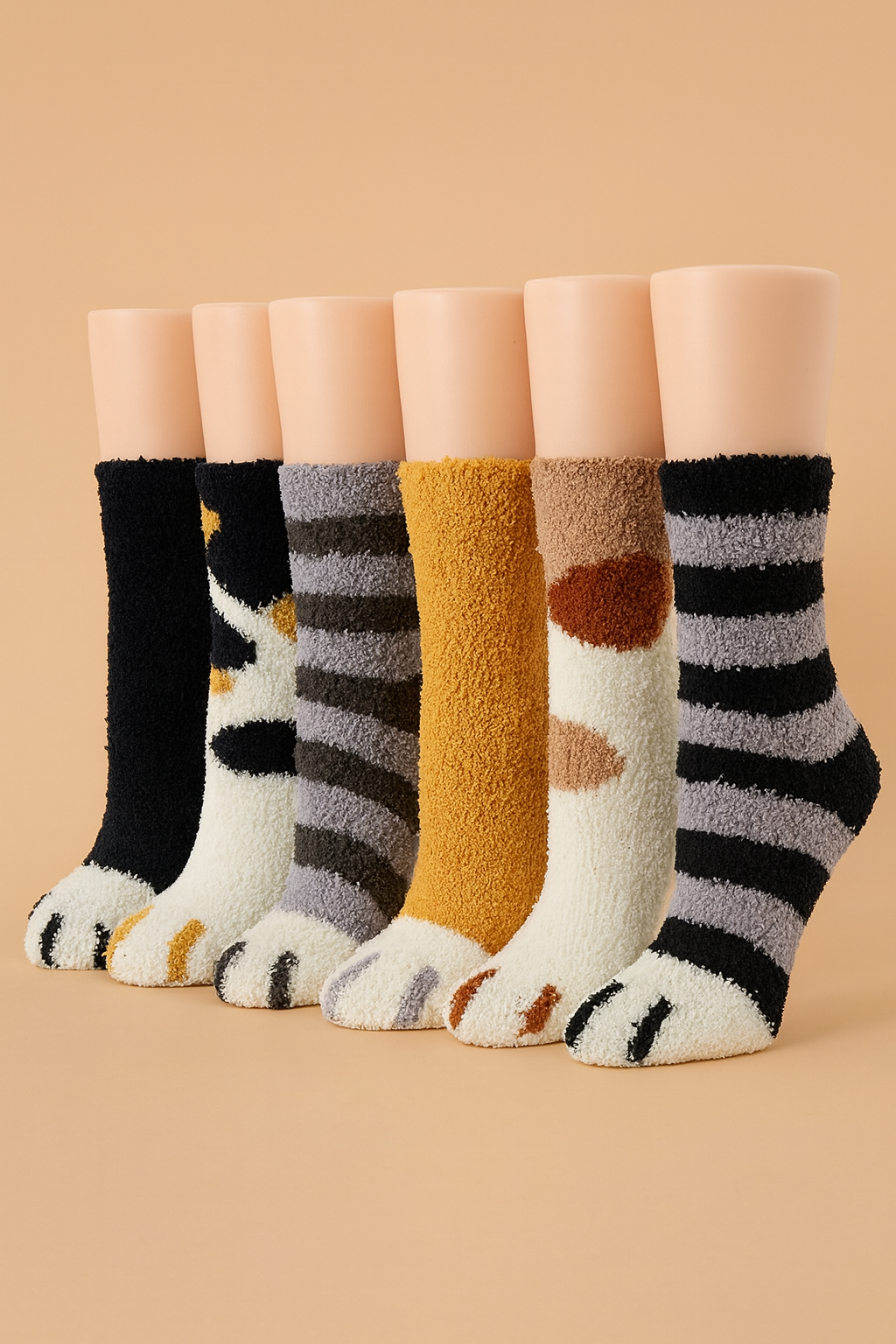 The Fuzzy Critter Socks, 6-Pack