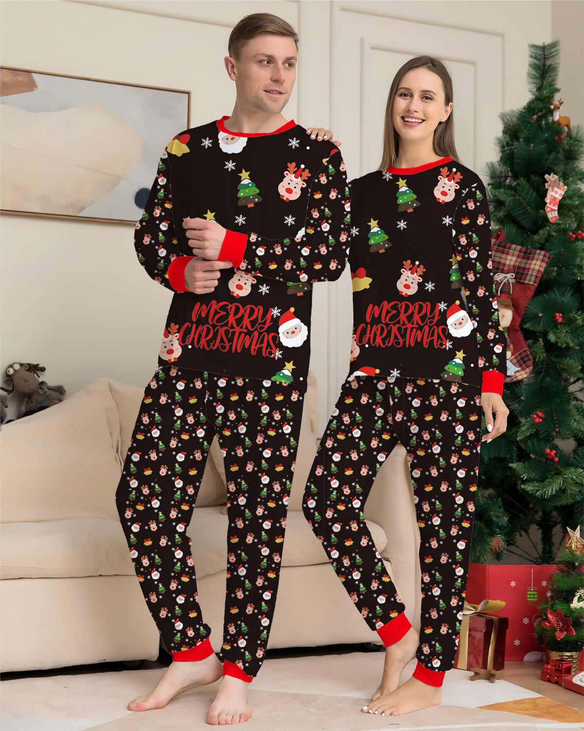 Christmas Night matching pajamas worn at home