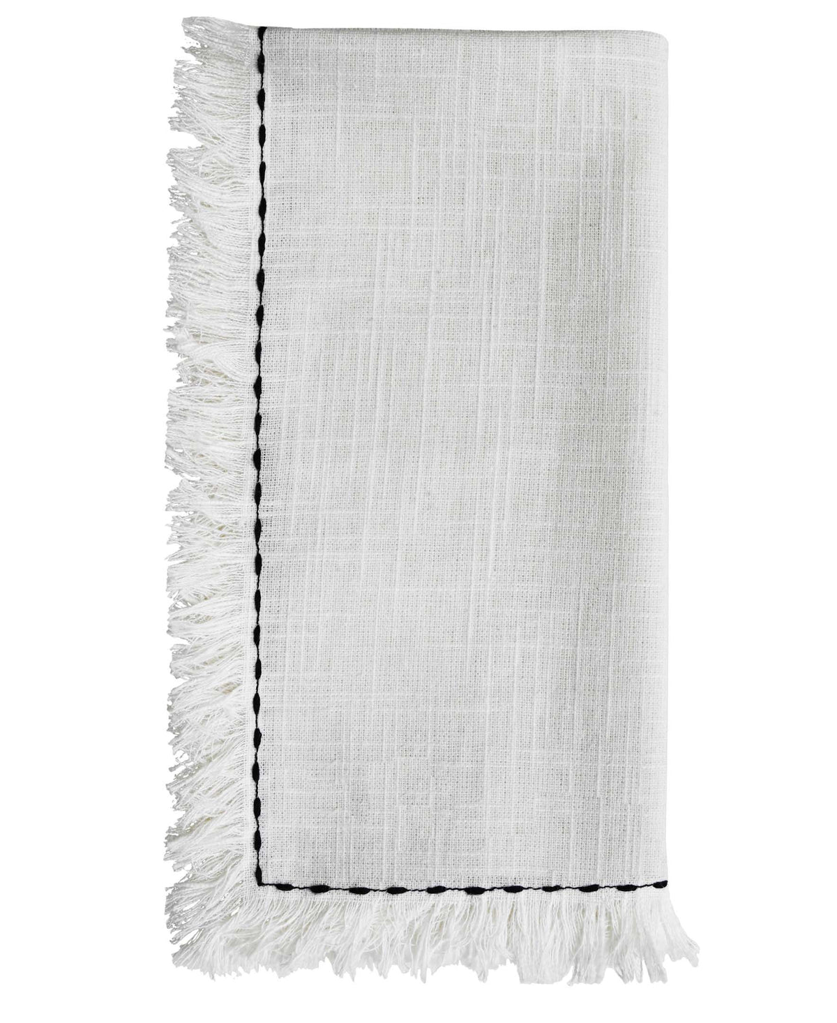 Black embroidered cotton table napkins, set of 4