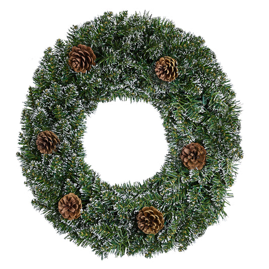 Snow-Tipped Pinecone Wreath (24-inch, Lighted)