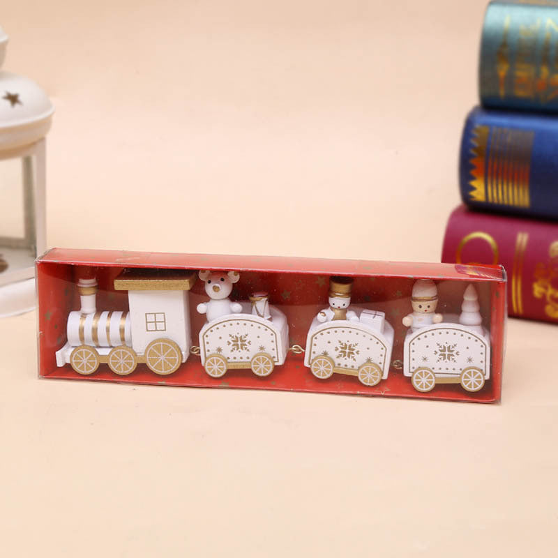 Vintage-style wooden Christmas train detail