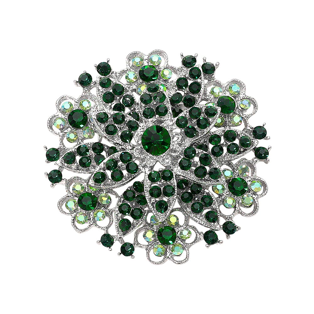 Vintage Floral Crystal Pin Brooch, photo 9