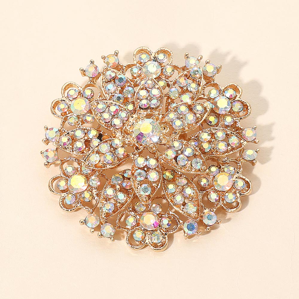 Vintage Floral Crystal Pin Brooch, photo 4