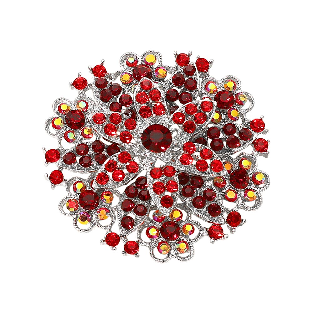 Vintage Floral Crystal Pin Brooch, photo 8