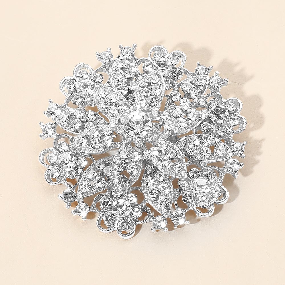 Vintage Floral Crystal Pin Brooch