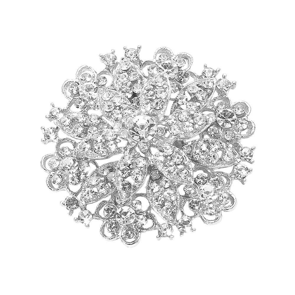 Vintage Floral Crystal Pin Brooch, photo 6