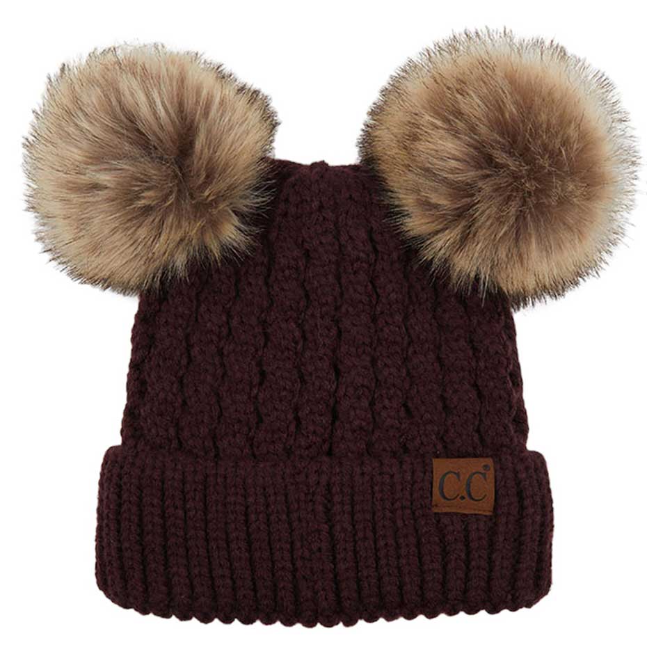 C.C Double Pom Cable Knit Beanie, photo 2
