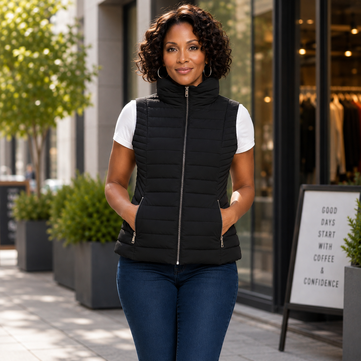 PuffTech women's high collar quilted vest
