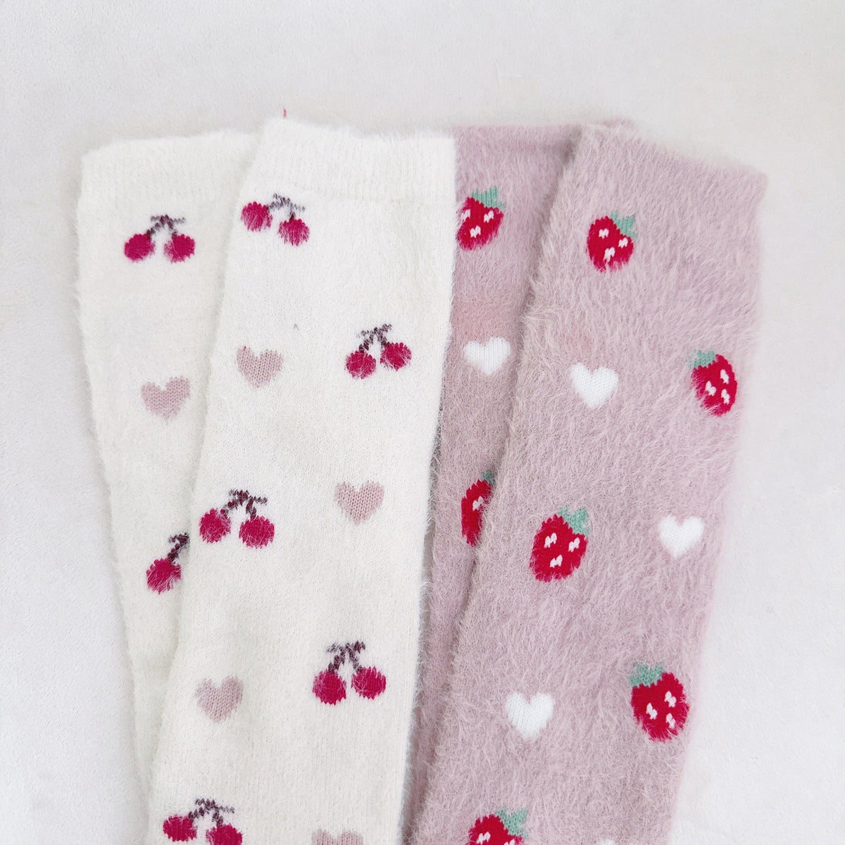 The Cherry & Berry Fuzzy Socks Duo