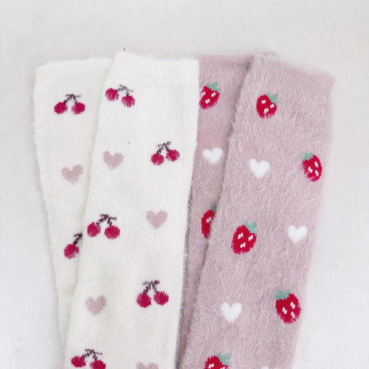 The Cherry & Berry Fuzzy Socks Duo
