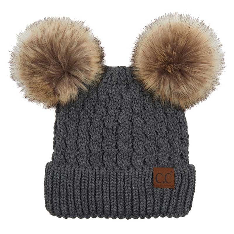 C.C Double Pom Cable Knit Beanie, photo 4