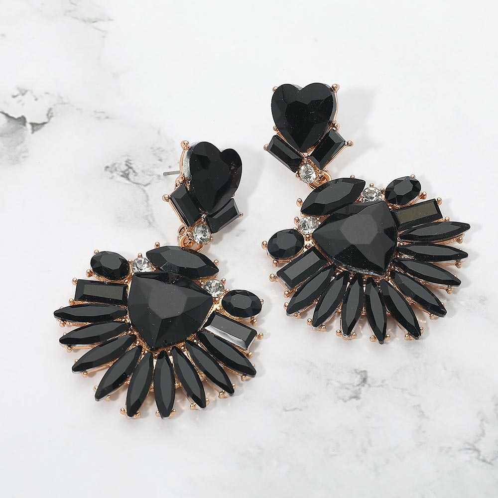 Bold Marquise Stone Fan Drop Statement Evening Earrings, photo 4