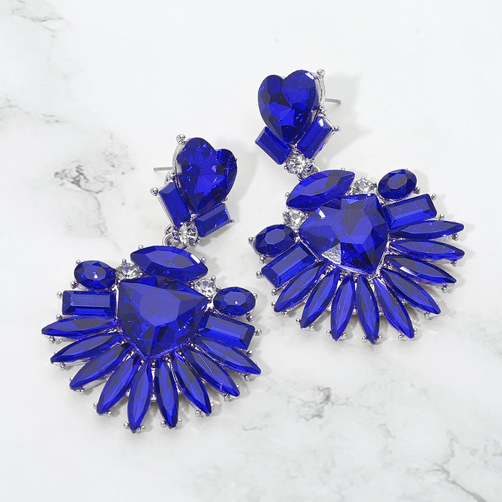 Bold Marquise Stone Fan Drop Statement Evening Earrings, photo 3