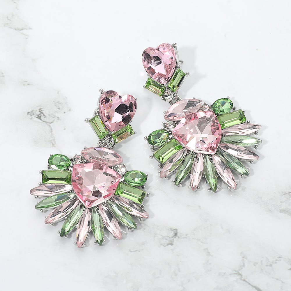 Bold Marquise Stone Fan Drop Statement Evening Earrings, photo 7