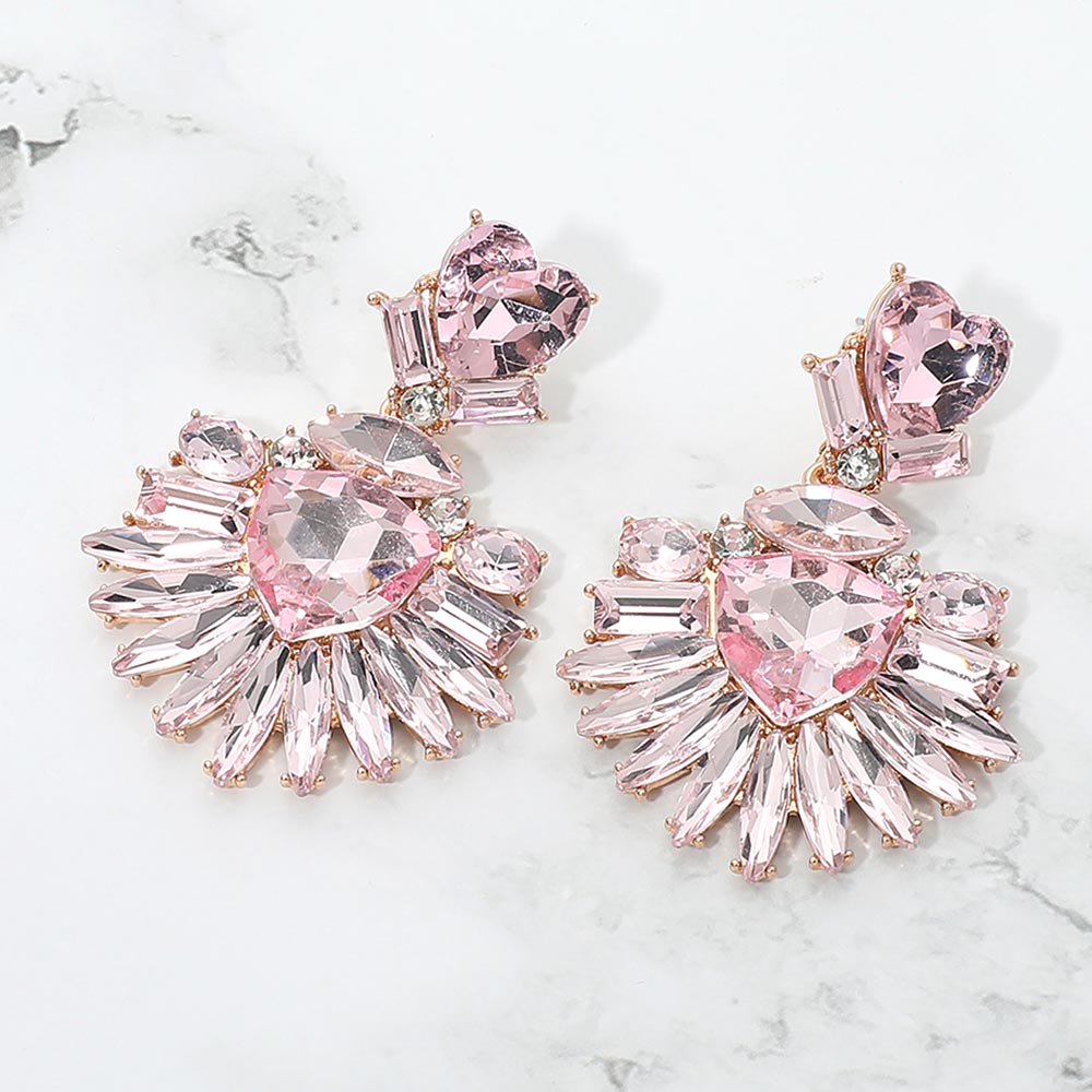 Bold Marquise Stone Fan Drop Statement Evening Earrings, photo 5