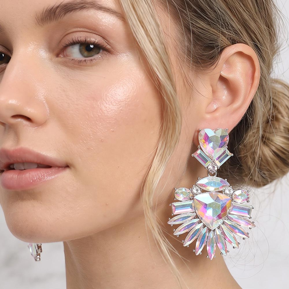Bold Marquise Stone Fan Drop Statement Evening Earrings, photo 10