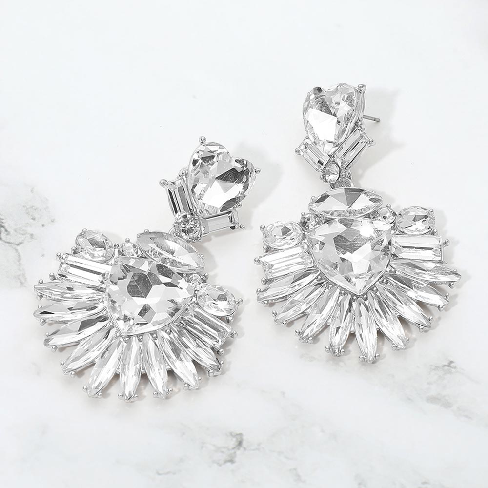 Bold Marquise Stone Fan Drop Statement Evening Earrings, photo 9