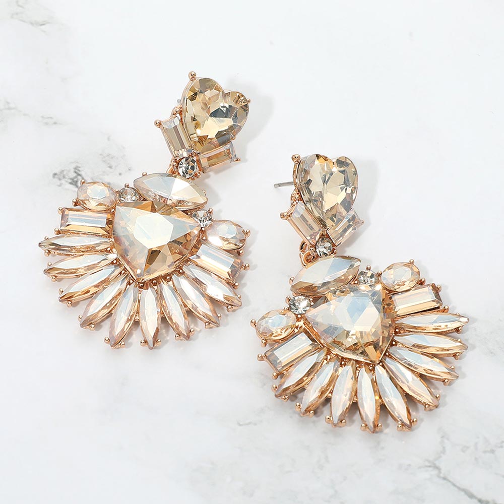 Bold Marquise Stone Fan Drop Statement Evening Earrings, photo 8