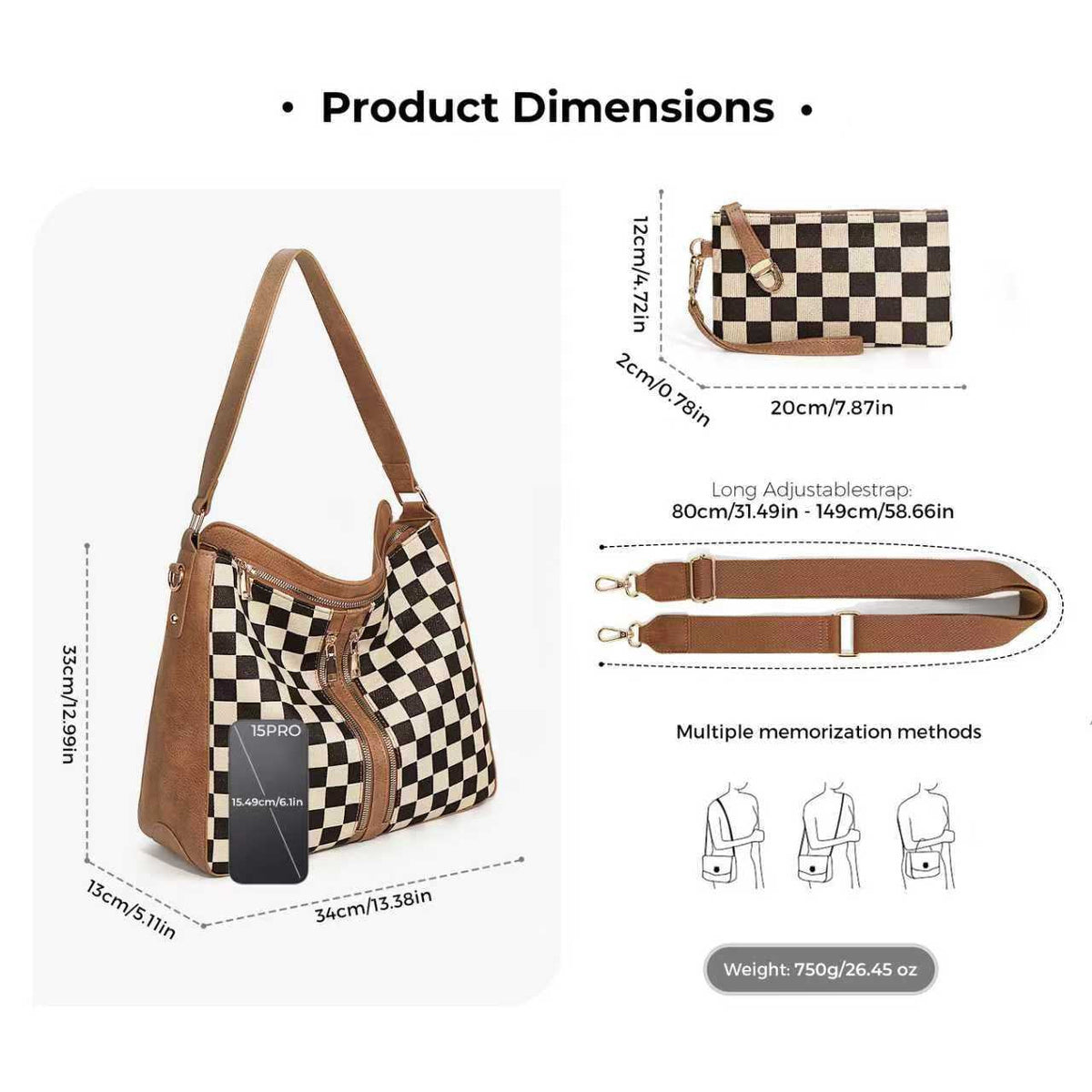 The Vanessa Checkered Hobo Set, photo 12
