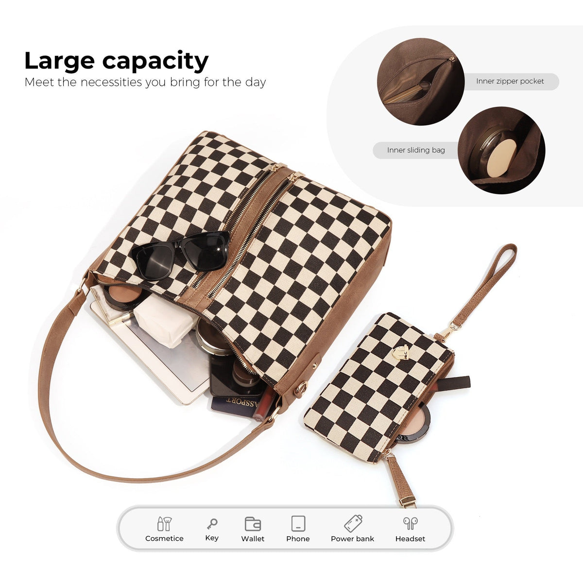 The Vanessa Checkered Hobo Set