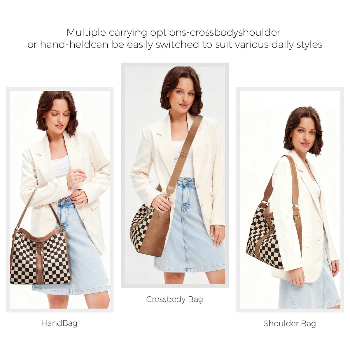 The Vanessa Checkered Hobo Set