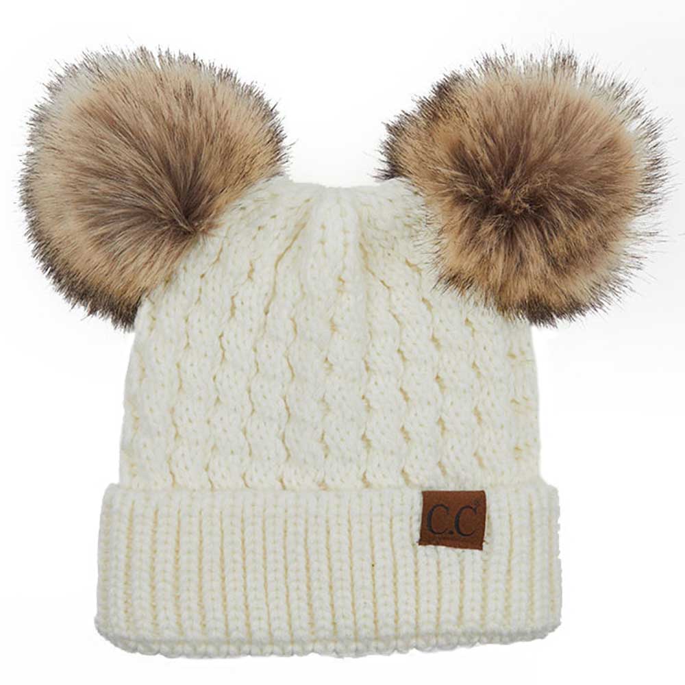 C.C Double Pom Cable Knit Beanie, photo 6