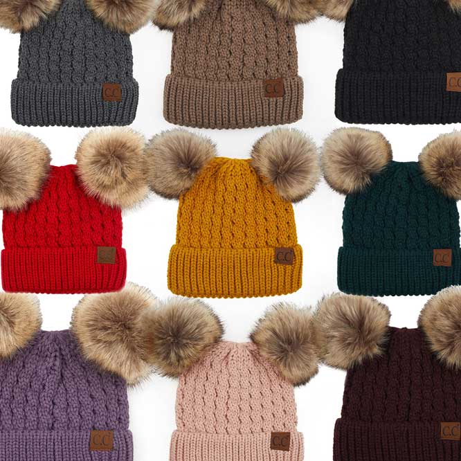 C.C Double Pom Cable Knit Beanie, photo 11