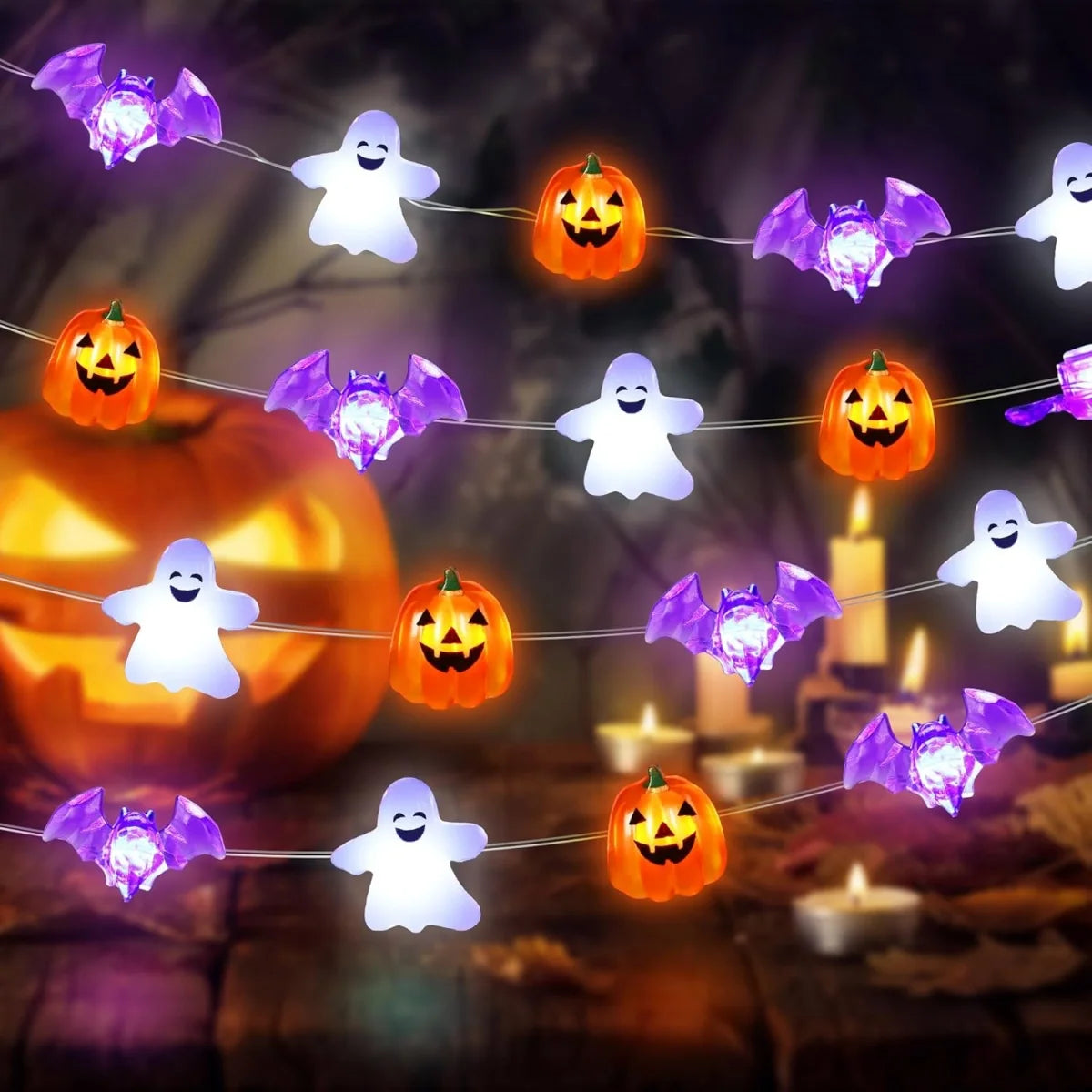 Ghost & Pumpkin Fairy Lights