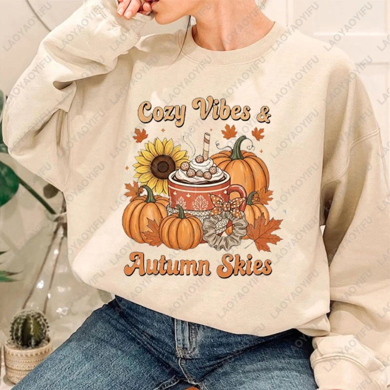 The Fall Favorites Crewneck in Cozy Vibes & Autumn Skies design