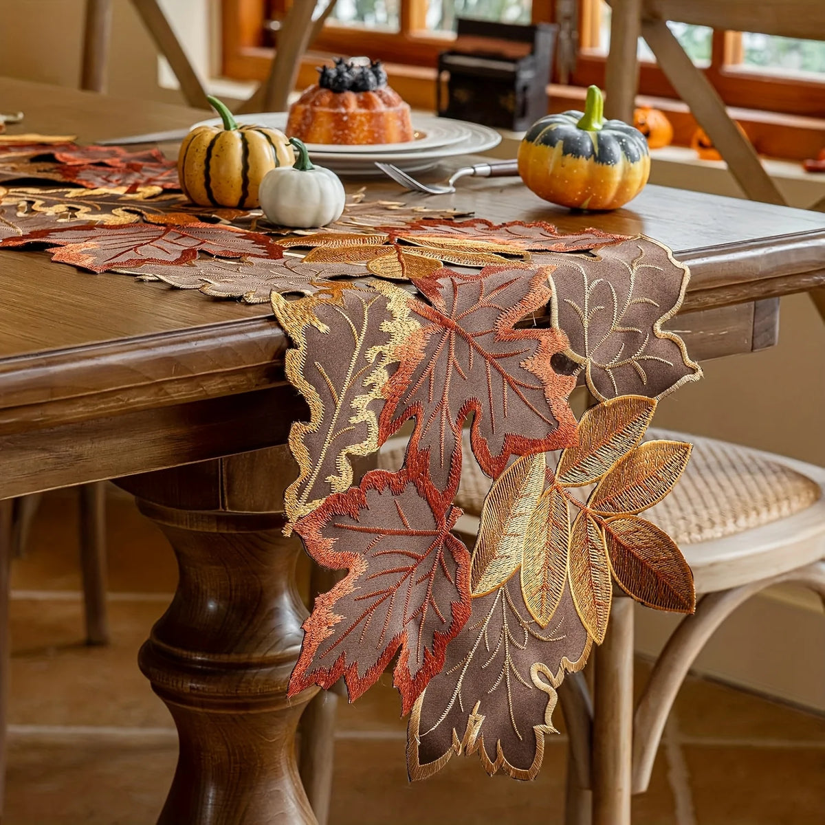 The Embroidered Maple Table Runner