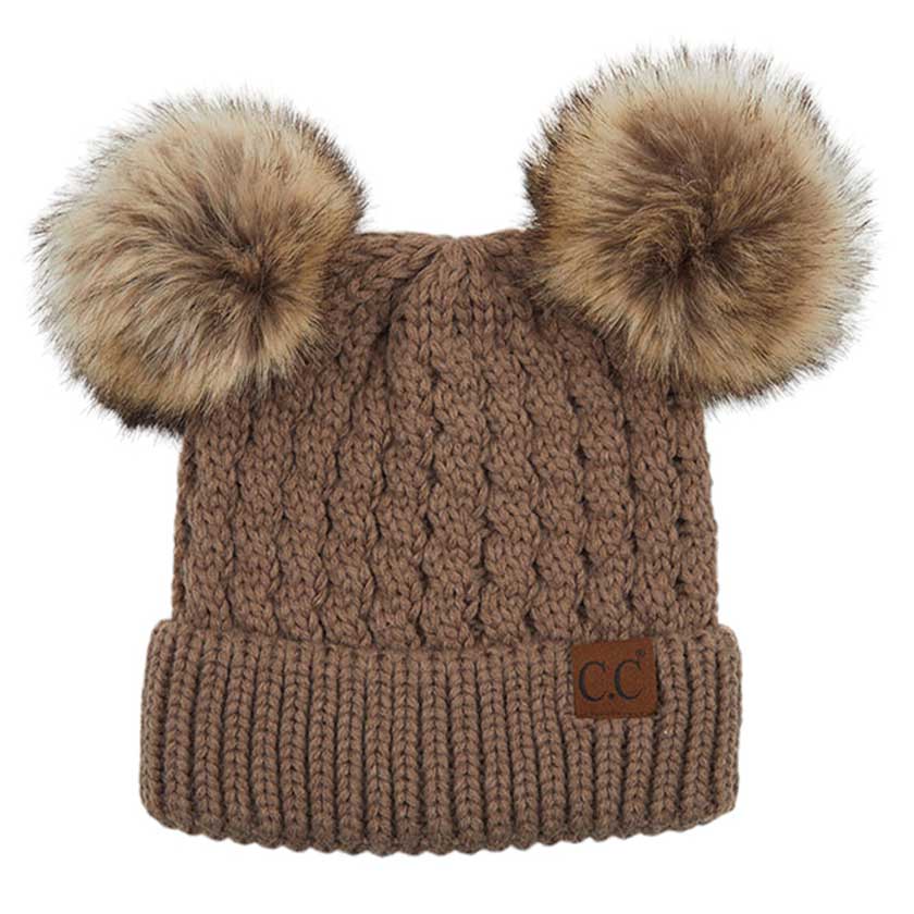 C.C Double Pom Cable Knit Beanie, photo 12