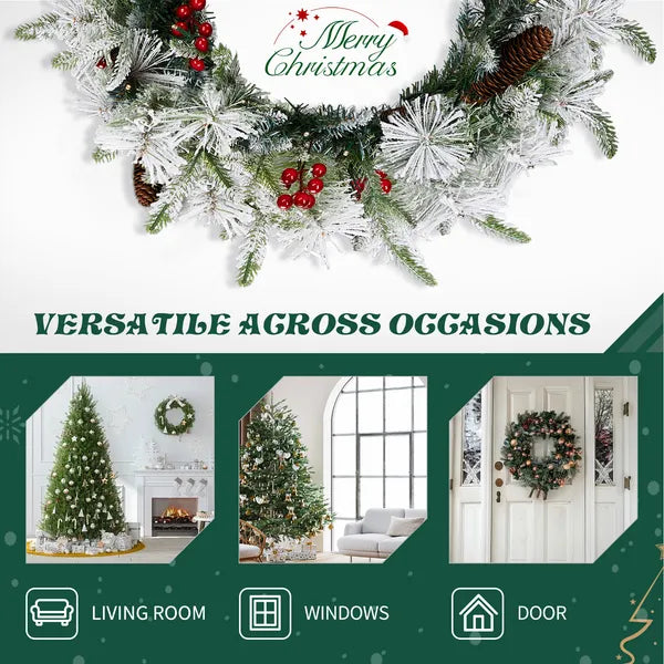 Pre-Lit Flocked Wreaths (18-inch, Set of 2), photo 2