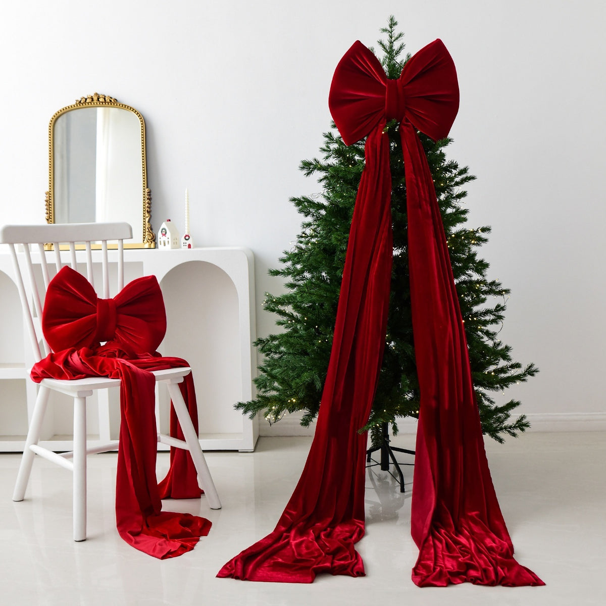 Oversized velvet Christmas bow
