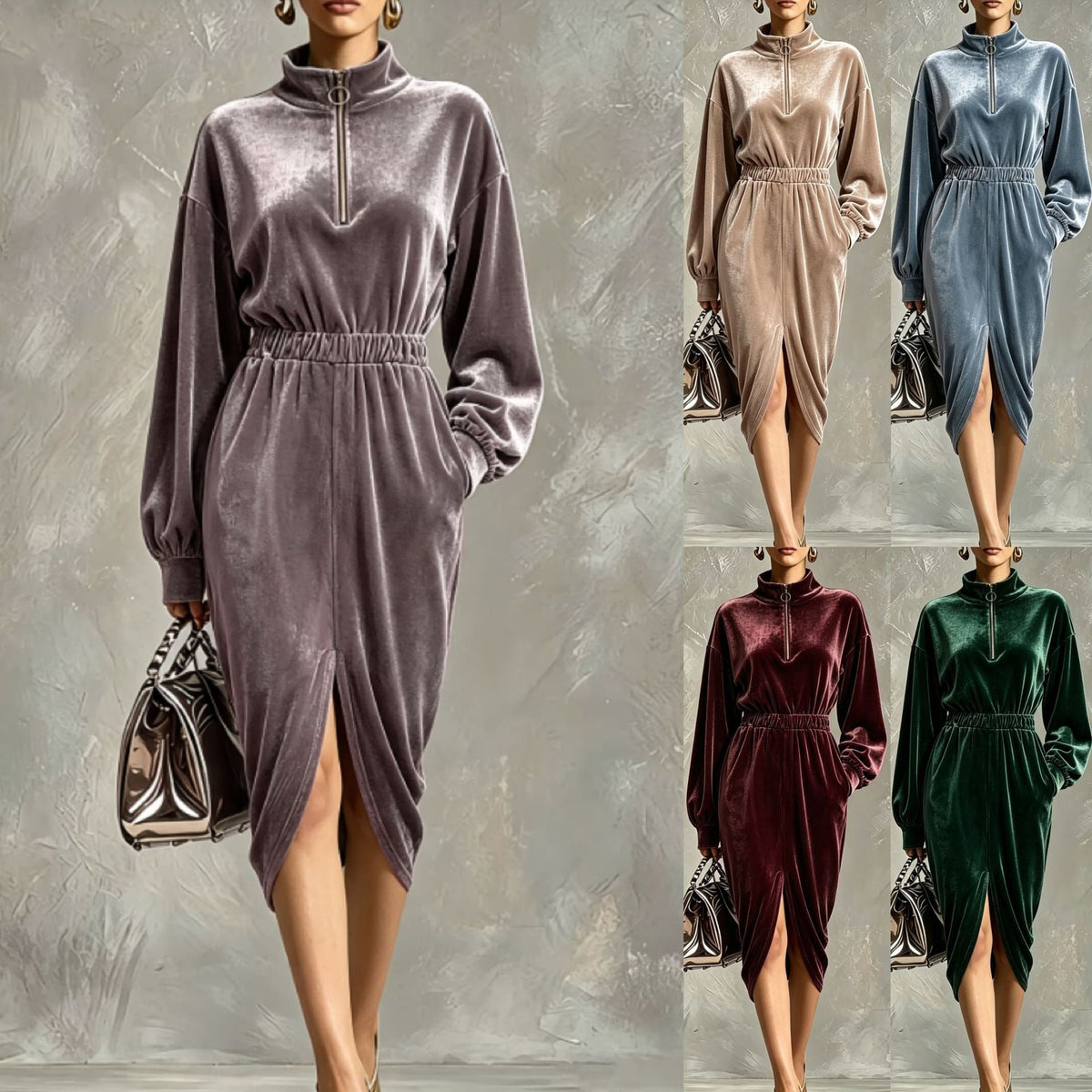 The Velvet Zip-Front Dress