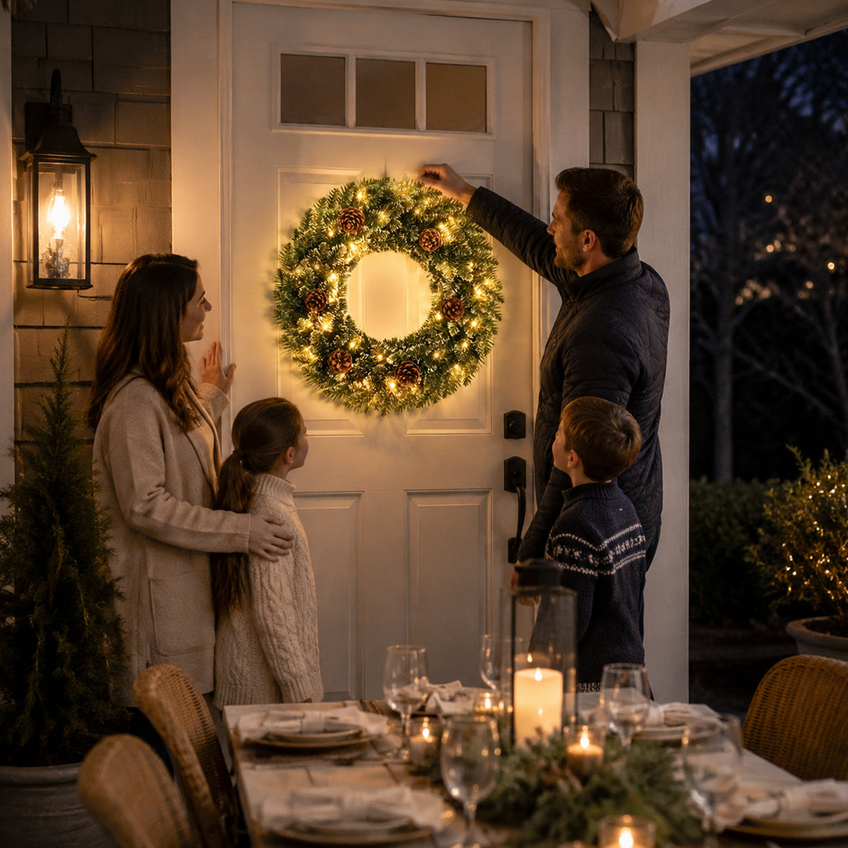 Snow-Tipped Pinecone Wreath (24-inch, Lighted), photo 5