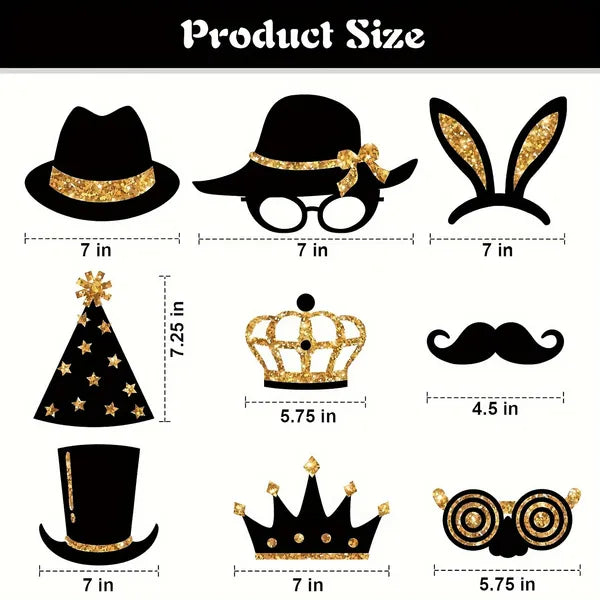 Gold & Black Photo Booth Props (24 pc), photo 3