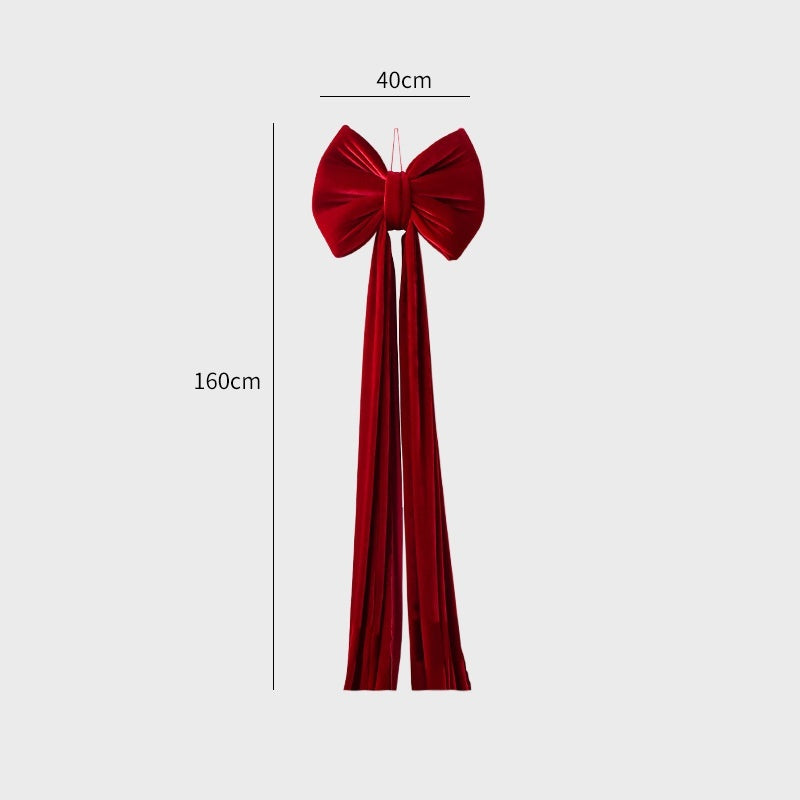 Wine red oversized velvet Christmas bow